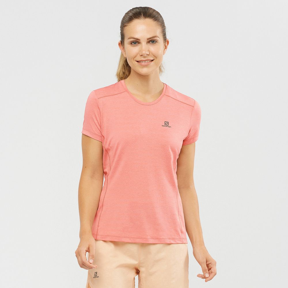 SALOMON XA W Philippines - Women's Tee Shirts - Coral | 128703-WDV